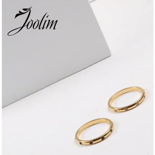 Joolim High End 18K Gold PVD Combine And Stack Ultra-thin Rings for Women Stainless Steel Jewelry Wholesale