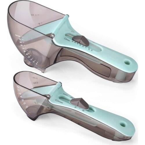 2Pcs Adjustable Measuring Scoop Kitchen Gadgets Plastic Scale Gauge Baking Supplies Portable Metering Spoon Kitchen Tools