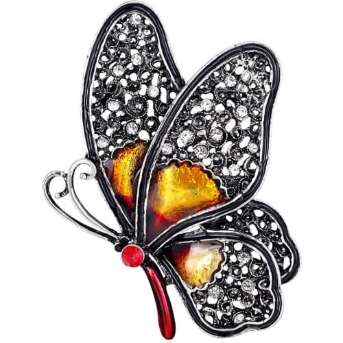 Fashion Simple Rhinestone Butterfly Brooch Hollow Retro Coat Suit Brooches Pins Scarf Buckle Men Jewelry Clothing Accessories