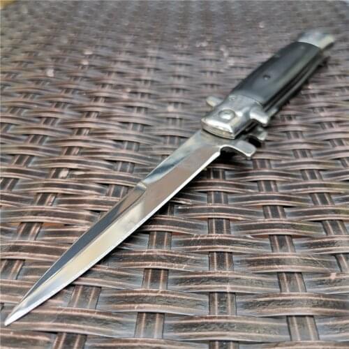 225mm (8.6'') Black Folding Knife 7CR13Mov Blade Hunting Tactical Combat Pocket Knives for Outdoor Survival, Camping and EDC