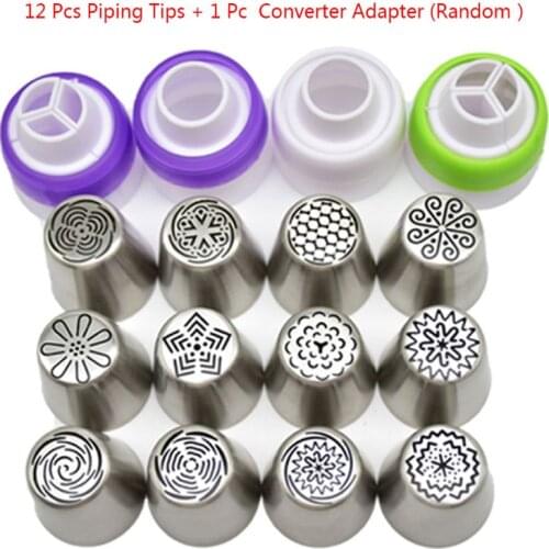 Wholesale 12Pcs/Set Russian Large Piping Tips Set Baking Supplies Tulip Flower Icing Nozzles Fondant Cupcakes Pastries Set May06