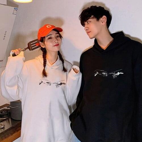 Autumn Skuggnas Creation Hands Line Art Sweatshirts Oversized Korean White Couple Hoodies Women Men Harajuku Streetwear Cotton