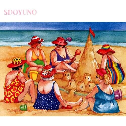 SDOYUNO Oil Paint By Numbers Kits Cartoon Girls Painting By Numbers On Canvas Frameless 60x75cm DIY Figure Home Decor