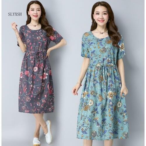 SLYXSH New Waist Floral Printed Linen Maternity Dress 2018 Spring Summer Fashion Clothes for Pregnant Women Pregnancy Dresses