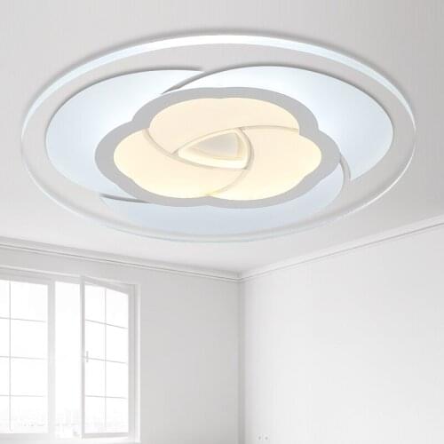 Modern Ultra-thin Round Transparent Acrylic LED Rose Shape Cool White Ceiling Light Remote for Living Room Lighting Fixture