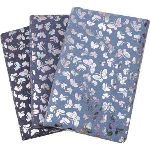 50 * 150CM Color Butterfly Denim Fabric By The Meter Printed Fabric For DIY Sewing Home Textile Cloth DIY Craft Production