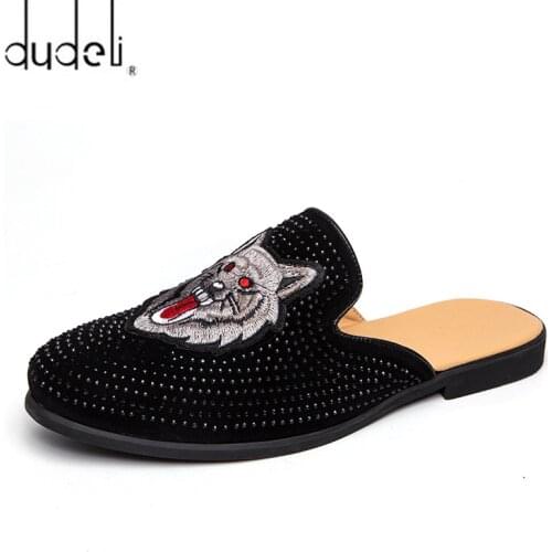 Mens Rhinestones Dress Shoes Luxury Italian Style Fashion Men Formal Shoes Nightclub Wedding Party Flats Loafers Zapatos Hombre