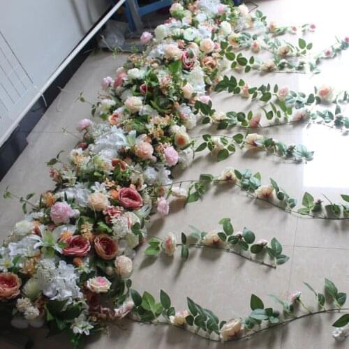 SPR NEW Wedding Occasion Flower Wall Stage Backdrop Artificial Flower Table Runner arch floral party event decorative wholesale