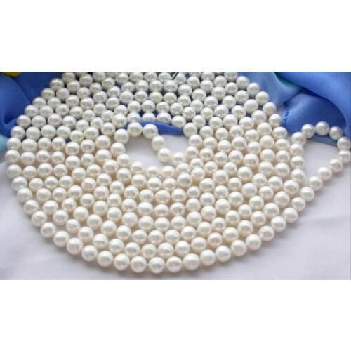 Gorgeous 9-10mm south sea round white pearl necklace 36inch 100