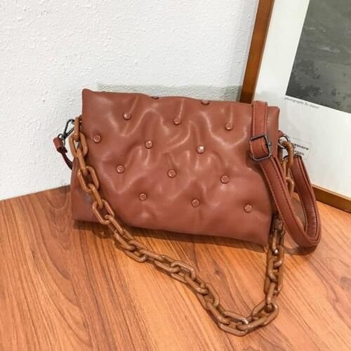 Rivet Chain Simple Fashion Handbags and Purses Pu Leather Women Shoulder Bags 2021 New Brand Lady Luxury Crossbody Bag Female