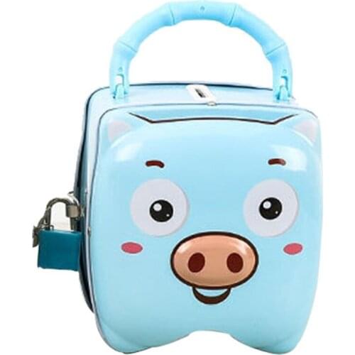 1Set Brain Developmental Colorful Piggy Bank Toy for Toddlers Tinplate Money Bank with Lock Educational Preschool Toys