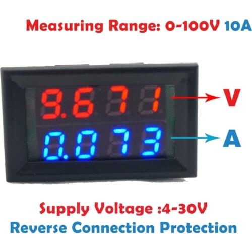 1PC Digital DC 4 Bit DC 100V 10A Voltmeter Ammeter Voltage Current Meter 0.28 inch wholesale