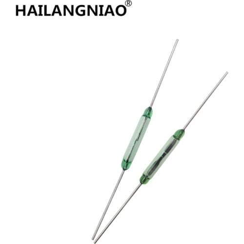 10PCS/LOT Reed switch 2x14mm Green glass usually open 100% NEW Original