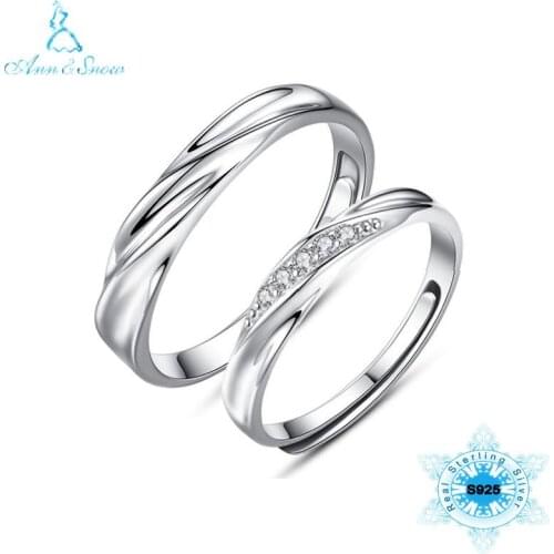 100% Original Natural 925 Sterling Silver Wedding Rings Crystals For Men And Women CZ Engagement Couple Rings Set For Lovers
