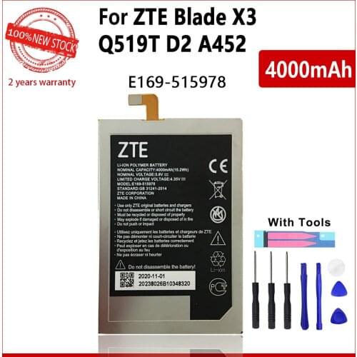 100% Original 4000mAh E169-515978 E169 515978 Battery for ZTE Blade X3 Q519T D2 A452 Phone High quality Batteries