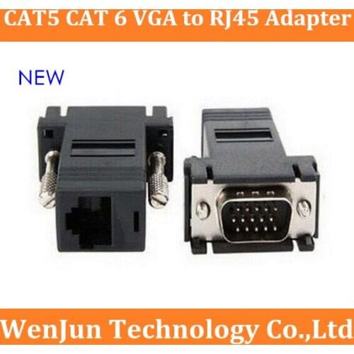 100PCS High Quality form factory NEW CAT5 CAT 6 VGA to RJ45 adapter Free shipping