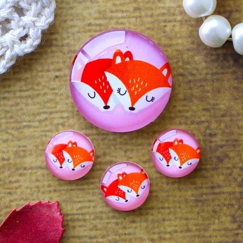 12mm 25mm 14mm 16mm 18mm 20mm Photo Glass Cabochons Round Cameo Set Handmade Settings Fox 02