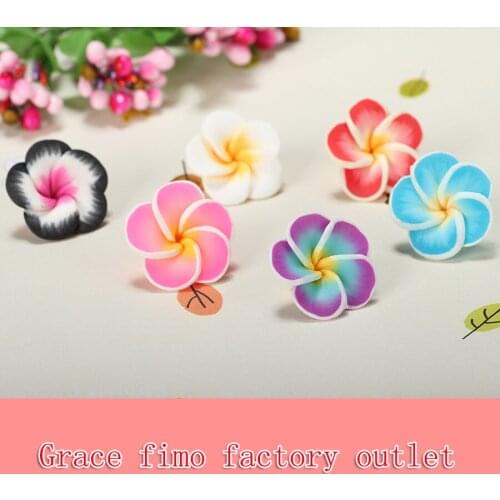 15pcs/lots 20mmPolymer Clay Faux Plumeria Flower Beads Good Match For Knit Bracelet Chain Hair Jewelry Accessory Materials