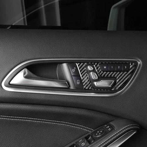 2pcs Carbon Fiber Car Door Seat Adjustment Panel Buttons Cover Trim For Mercedes Benz A B Class A180 A200 A220 GLA X156 CLA C117