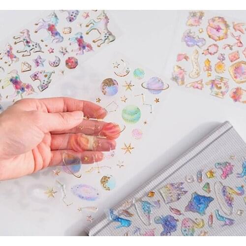 20sets 3D Crystal Fantastic Mobile Phone Stickers Amazing Star Planet Castle Animal Horse cell phone decoration DIY accessories
