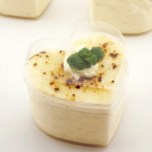20pcs High quality transparent hard plastic cups heart shape love baking package pudding jelly ice cream dessert cup with lid