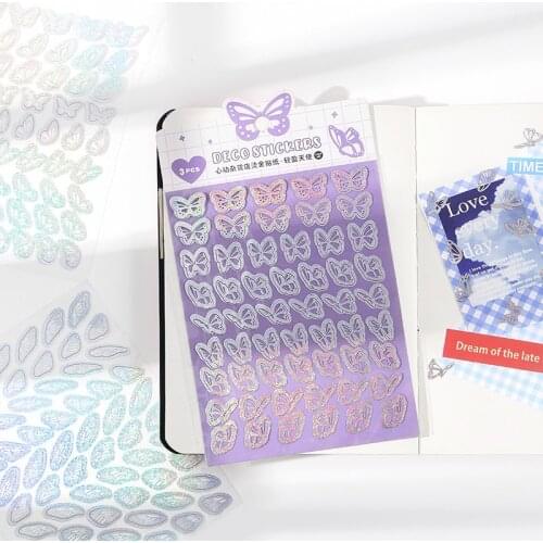 3 Pcs/Pack Cute Gilding Butterfly Heart Star Stickers Ins Decoration Scrapbook Diary Planner Collage Material Kawaii Stationery