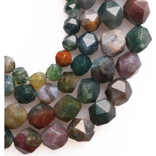 6-8mm Round Faceted Green Indian Agates Beads For Jewelry Making Beads Bracelets 15'' Needlework DIY Beads Trinket Gift