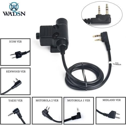 Airsoft Z Tactical Headset U94 PTT with Button for Kenwood/Midland/Motorala Walkie-Talkie BaoFeng UV-82 Headphone PTT Cable