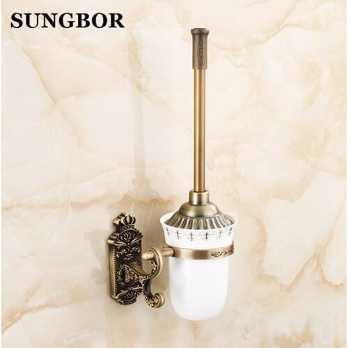 Antique brass bathroom toilet brush holder Archaize toilet rack holder Bathroom hardware accessories Toilet brush holder -1909F