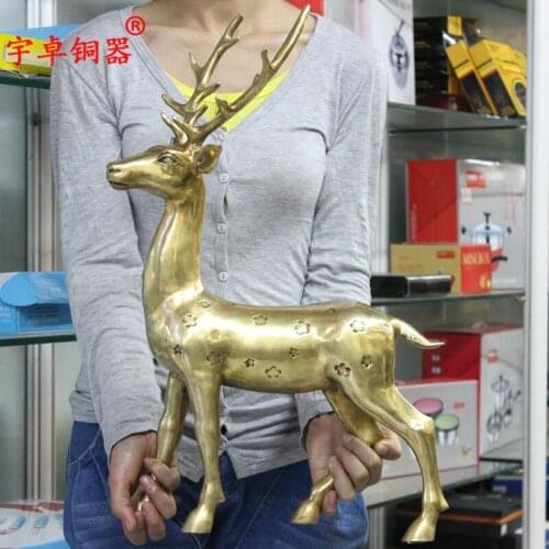 58 CM large # 2020 office home efficacious Propitious Prosperous Talisman Money Drawing gold deer statue # TOP decorative art