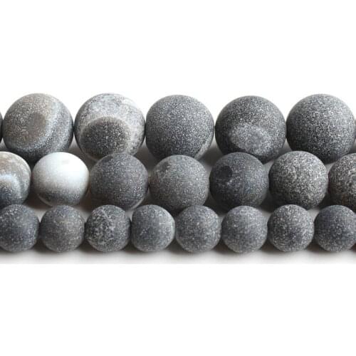 6/8/10mm Matte Black Striped Drusy Agates Stone Beads Round Loose Beads for Jewellery Making Bracelet Necklace 15''/Strand