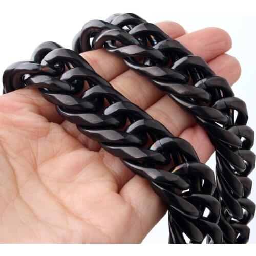 9/11/13/16/20mm Heavy Thick Black Tone Round Curb Cuban 316L Stainless Steel Necklace Link Mens Chain Jewelry Friends Gifts 2020