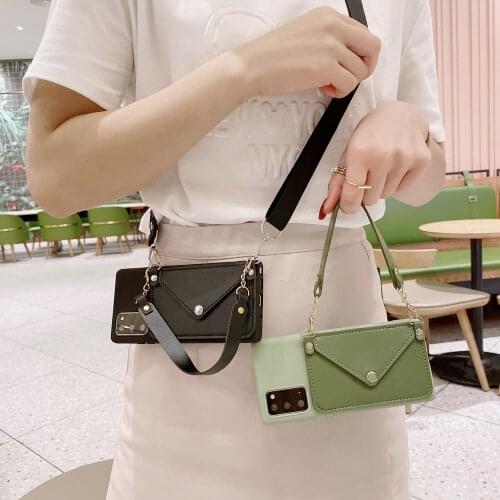 Crossbody Rope Card Slot Wallet Case For OPPO A54 A55 A93 A15 A52 A72 A92 A74 A94 A95 A93 A59 A57 A39 Cover Necklace Strap Funda