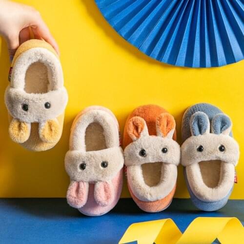 Children Cotton Shoes Kids Home Slippers Boys And Girls Animal Cute Plush Rabbit Thickening Warm Indoor Shoes