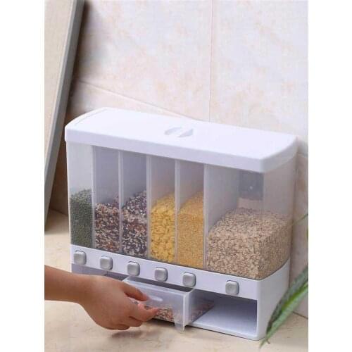 6-Grid Dry Food Dispenser Cereal Dispensers Food Storage Container Kitchen Storage Tank Kitchen Food Container Home Using