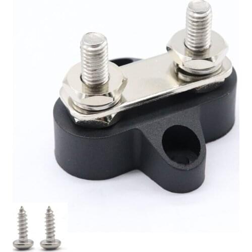 Dual Heavy-Duty Terminal Studs with Connecting Link M8 / M6 Spiral Fixed Cable Wire Connector Red and Black Truck RV Yacht