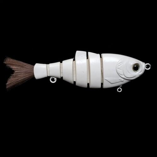 GYFISHING 5 Pcs Unpainted Fishing 5-Jointed Fishing Shad Swimbaits with Hair Tail 5"/1.5oz