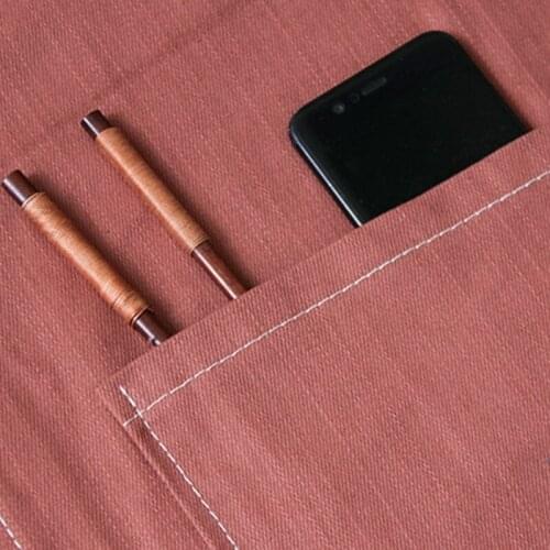 E56C Canvas Denim Apron Cross Back Adjustable Chef Apron Multi-pocket Sleeveless Adjustable Strap and Large Pockets for Kitchen