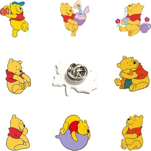 Disney Winnie The Pooh Playing Ball Playing Lapel Pin Modeling Acrylic Resin Cartoon Cartoon Modeling Accessories