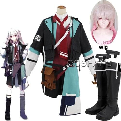 Game Arknights Ansel Cosplay Costume Rhode Island Medical Treatment Doctor Uniform Activity Party Halloween cosplay wig shoes