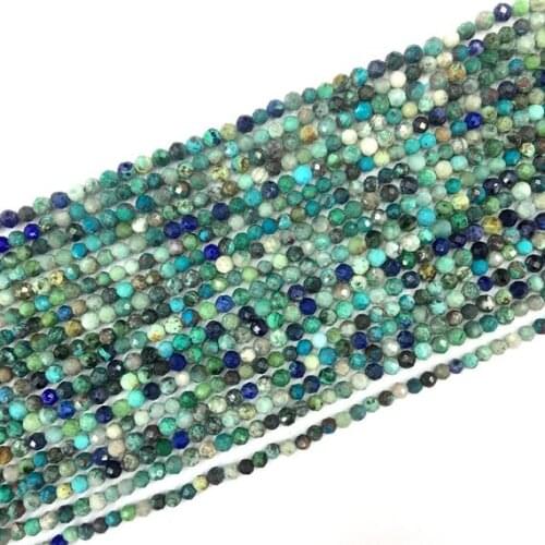 Tiny Chrysocolla Micro Faceted Beads 2 3 4mm Natural Chrysocolla Round Green Blue Gem stone Small Semi Precious gem beads15.5"