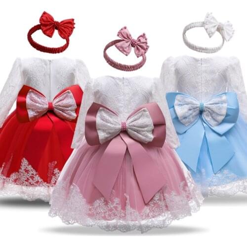 Baby Wedding Party Dress For Girls Newborn Girls Birthday Party Tutu Vestido Baby Girls Christening Grown Princess Lace Dresses