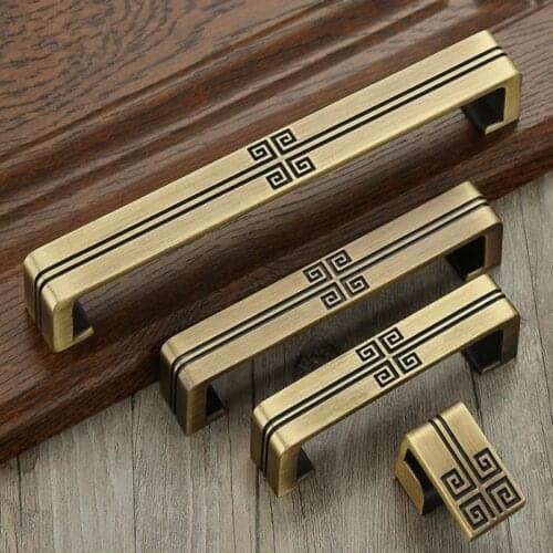LCH Ancient Chinese Style Solid Zinc Alloy Drawer Handle Door Pull Cabinet Handle Antique Brass Matt Antique Brass