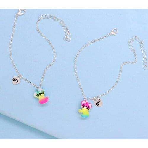 A Girl' Cute Colorful Raccoon Shape bracelet Chain Best Friends bracelet BFF Friendship Childrens Jewelry Gift for Girls