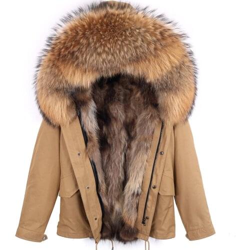 2021 Men Winter Jacket Short Real Fox Fur Coat Natural Raccoon Fur Hood Fox Fur Liner Outerwear Streetwear Man Short Coat Casual