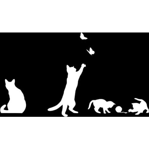 16*9CM Playing Cats Butterfly Cute Cats Car Sticker Creative Animal Cover Scratches Fashion Decals