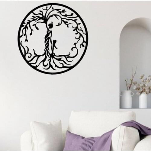Wall Decorations Art Mother and Children Child Sculpture Family Tree Metal Steel Hanging Silhouette for Home Office Decors