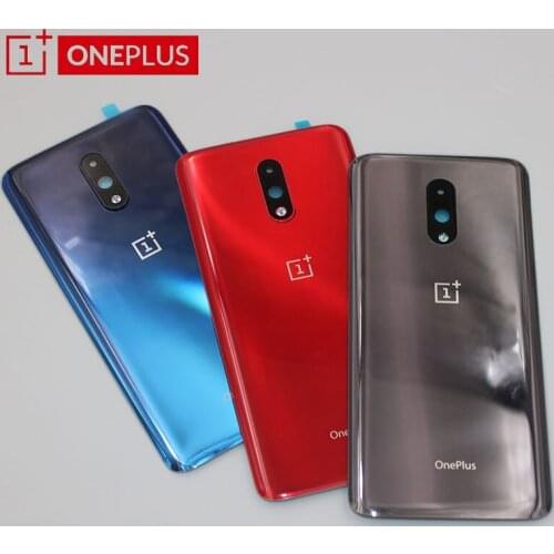 100% NEW Original OnePlus 7 Back Battery Cover Door Rear Glass One plus 7 Housing Case 1+ 7T p7819 With Camera Lens + Logo