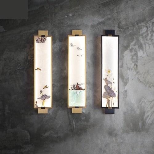 Novelty Chinese painting LED wall lights picture light for living room background modern led lamp bedroom bedside wall lamps