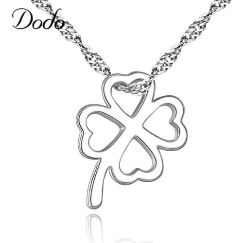 New Arrival Silver Color Plant Pendant Necklace Austrian Crystal Clover Necklace Four Leaves Jewelry Women Festival Hot Gift N90